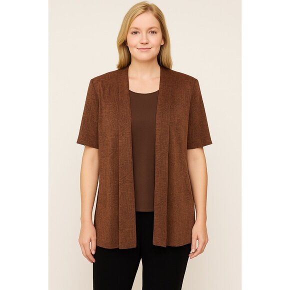 R&M Richards by Karen Kwong Women’s Jacket – Size 14 – Brown Abstract Pattern - Picture 4 of 4